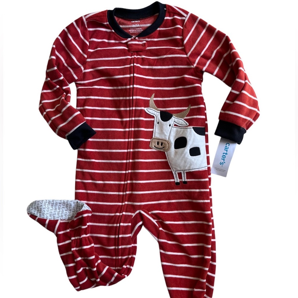 Carter’s cow fleece pajamas 3T new